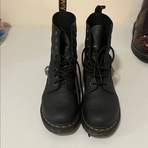 Dr. Martens Black Leather Lace-Up Boots Custom Skull size 10 mens